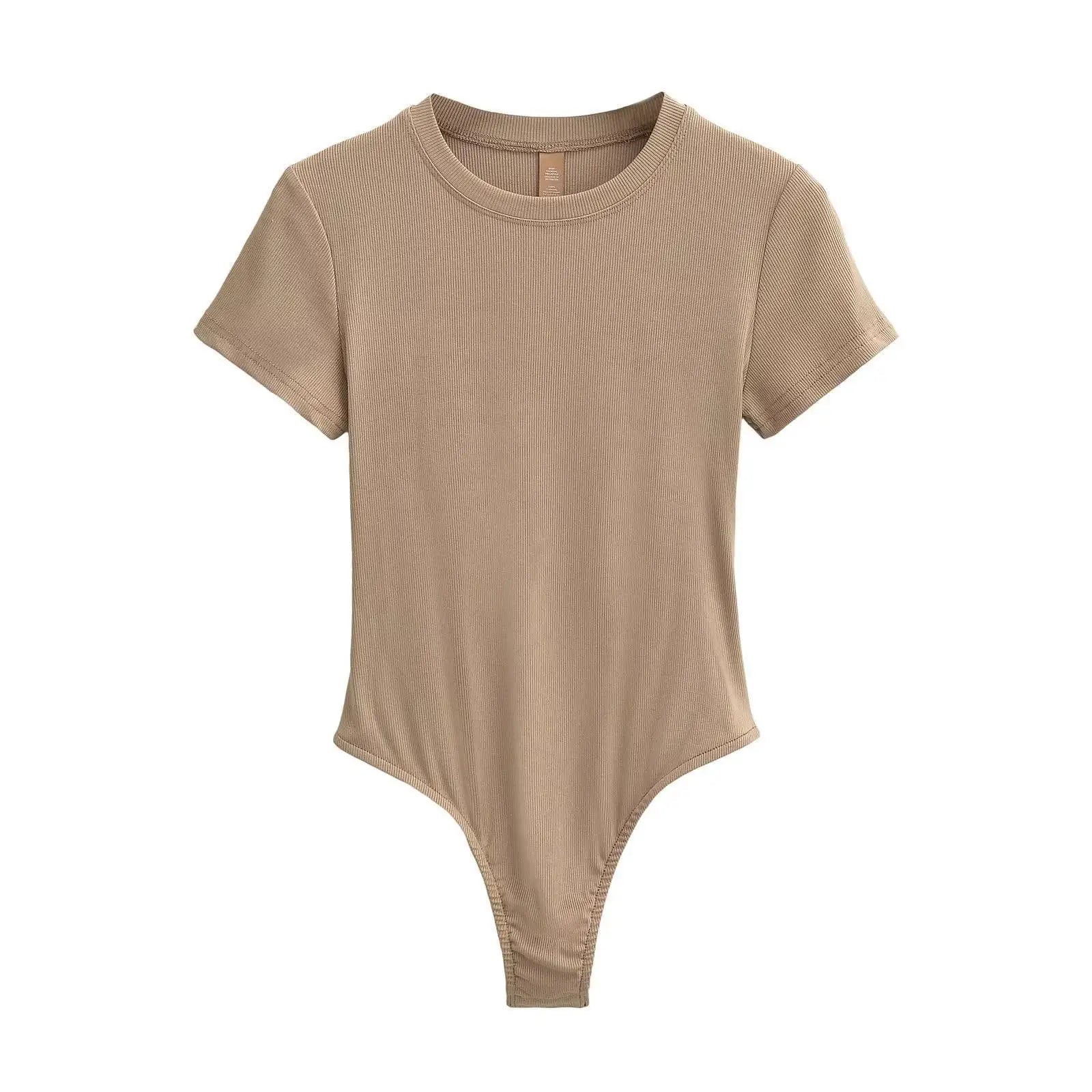 Stretchable Knit Bodysuit - Short Sleeve O-Neck Summer Basic (14 Colors)