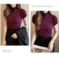 2024 Summer Turtleneck Knit Blouse - Short Sleeve