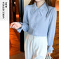 Elegant Chiffon Long Sleeve Blouse - White, Korean Office Style 2025