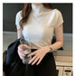 2024 Summer Turtleneck Knit Blouse - Short Sleeve