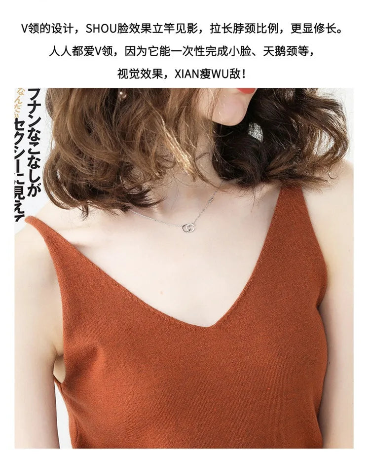 Cashmere Wool Camisole - V-Neck Knitted Base Vest (2023)