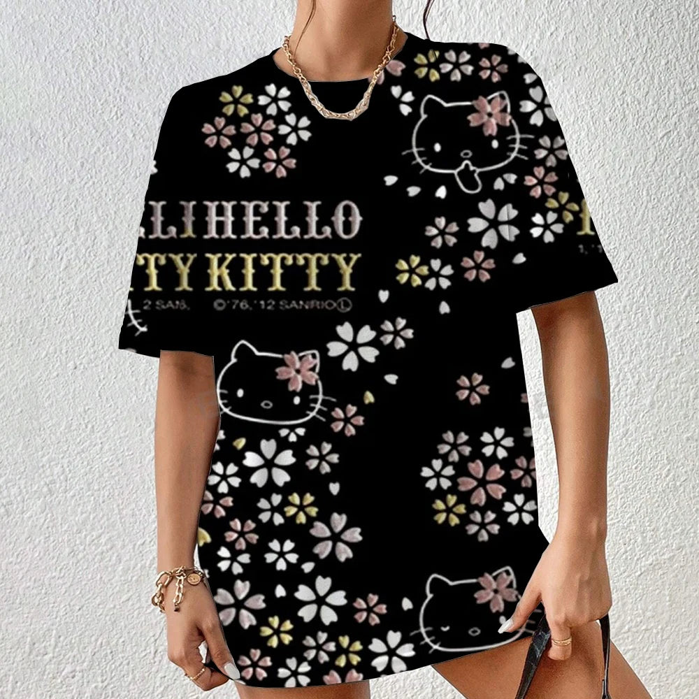 Hello Kitty Aesthetic T-Shirt - Short Sleeve Festival Streetwear