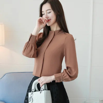 Chiffon Long Sleeve Blouse - Office Wear, Spring/Autumn 2024