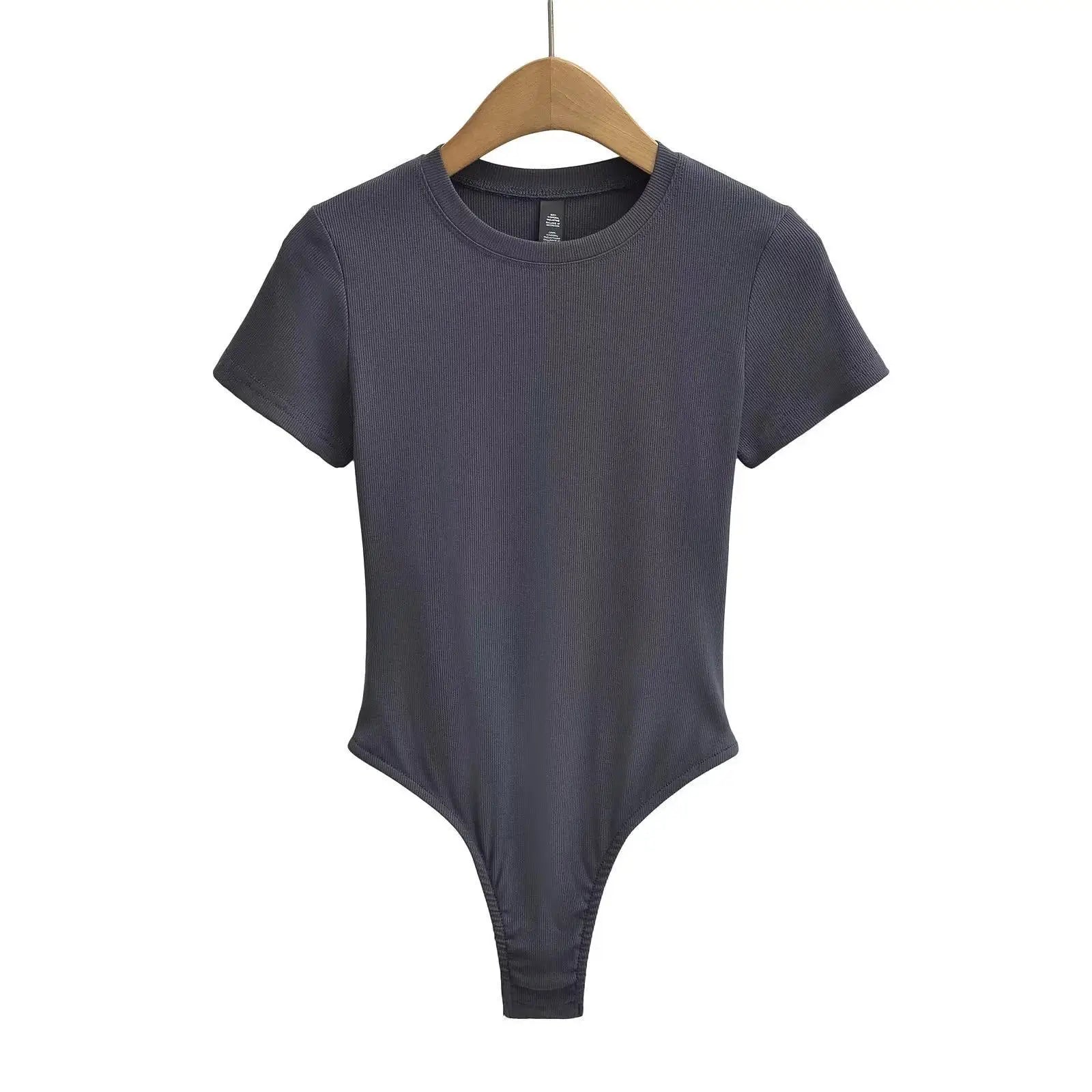 Stretchable Knit Bodysuit - Short Sleeve O-Neck Summer Basic (14 Colors)