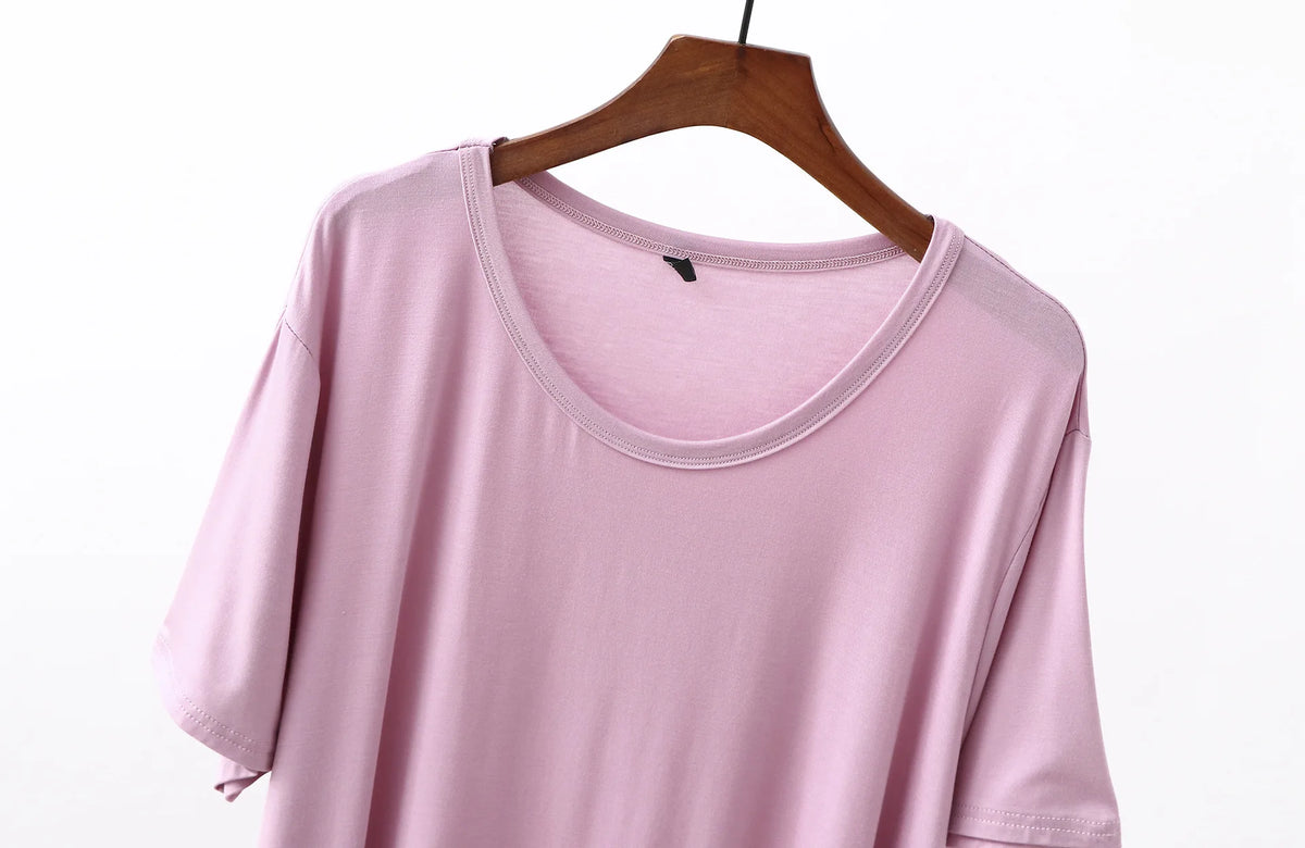 Plus Size Modal T-Shirt - Short Sleeve O-Neck Summer Top (XL-6XL)