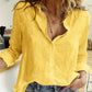 Cotton Linen Button-Down Shirt - Long Sleeve Casual Loose Tunic Blouse for Women, Spring & Summer