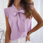 Sleeveless Ruffle Polka Dot Blouse - Lace-Up Bow