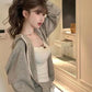 Lace Bow Corset Camisole - Sleeveless Slim Crop Top with Chest Pad for Summer Elegance