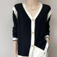 V-Neck Cashmere Cardigan - Lightweight, Loose Fit, Lazy Style
