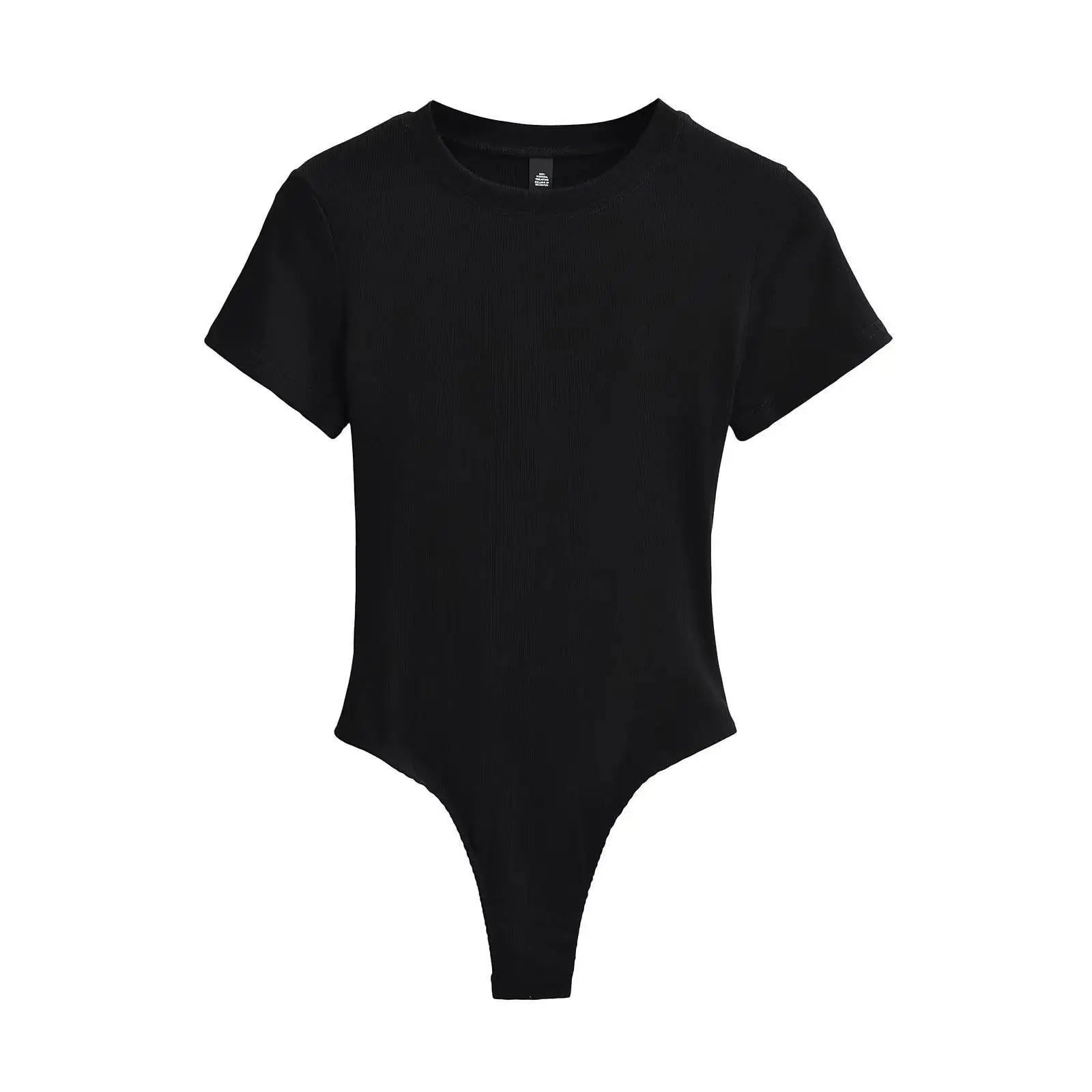 Stretchable Knit Bodysuit - Short Sleeve O-Neck Summer Basic (14 Colors)