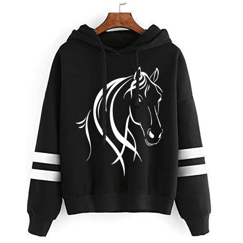 Horse Graphic Sweatshirt - Long Sleeve Casual Pullover