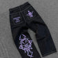 Y2K Striped Baggy Jeans - High-Waisted Gothic Hip-Hop Pants