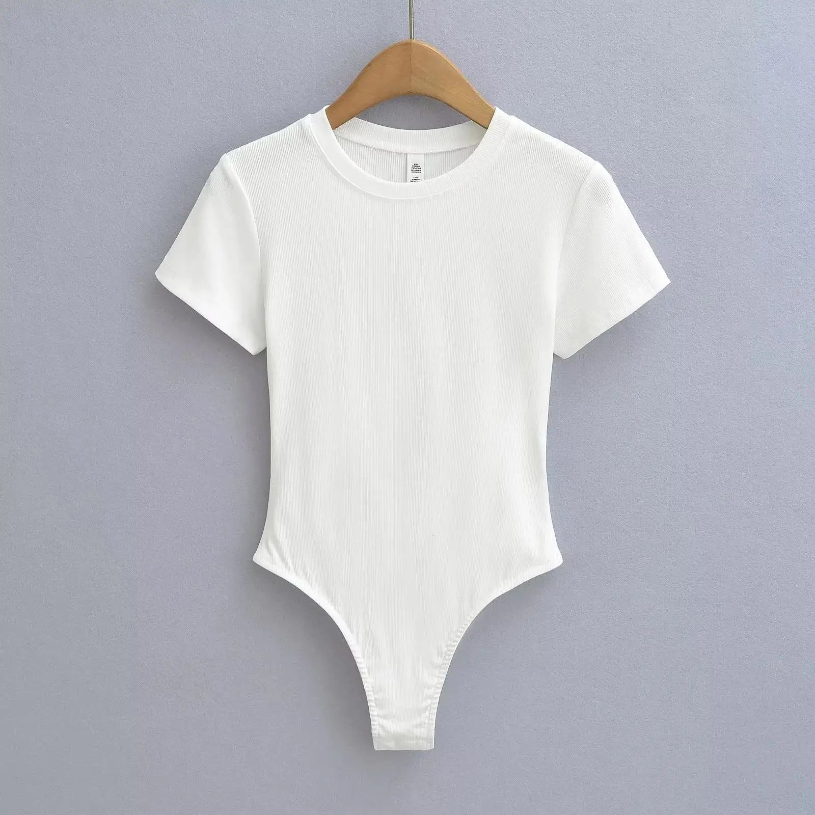 Stretchable Knit Bodysuit - Short Sleeve O-Neck Summer Basic (14 Colors)