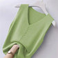Ice Silk V-Neck Tank Top - Loose Fit Knitted Sleeveless Casual Outerwear for Women (S-6XL)