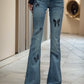 High Waist Slim Fit Rhinestone Embroidered Jeans – Elegant Fall Denim