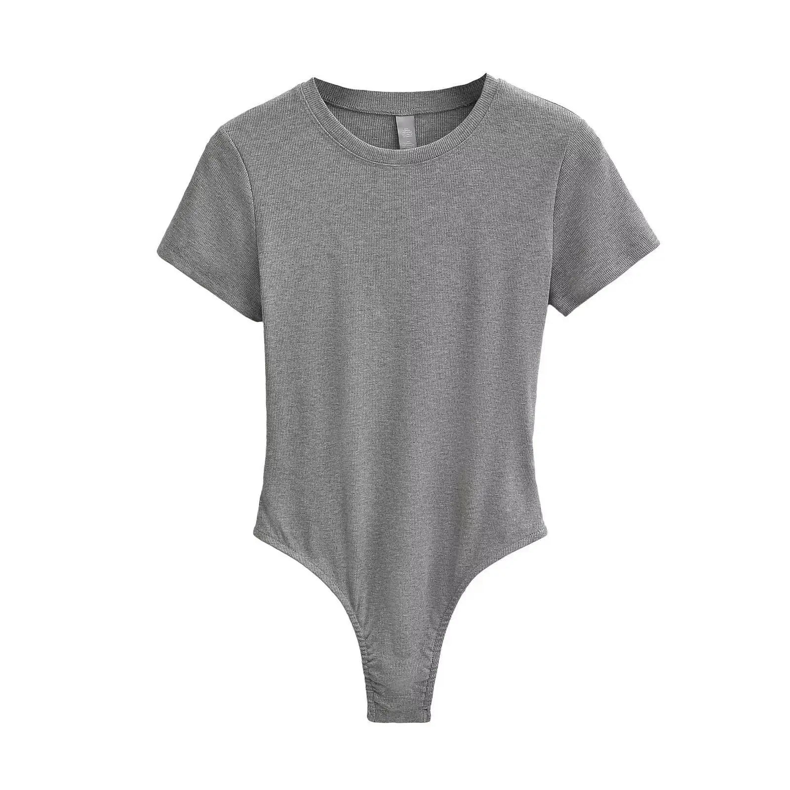Stretchable Knit Bodysuit - Short Sleeve O-Neck Summer Basic (14 Colors)