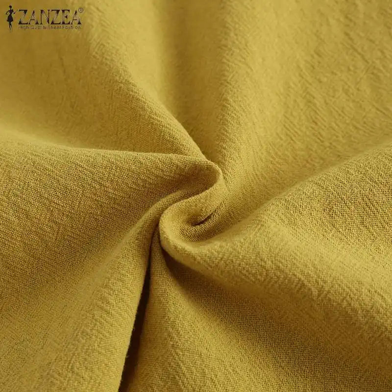 ZANZEA Cotton Turtleneck Blouse - Short Sleeve, Oversized Fit