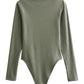 Long Sleeve Slim Jumpsuit - Casual Round Neck Bodysuit for Women