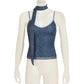 Leopard Print Mesh Camisole - Double Layer, Backless Y2K Style