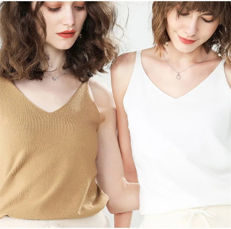 Cashmere Wool Camisole - V-Neck Knitted Base Vest (2023)
