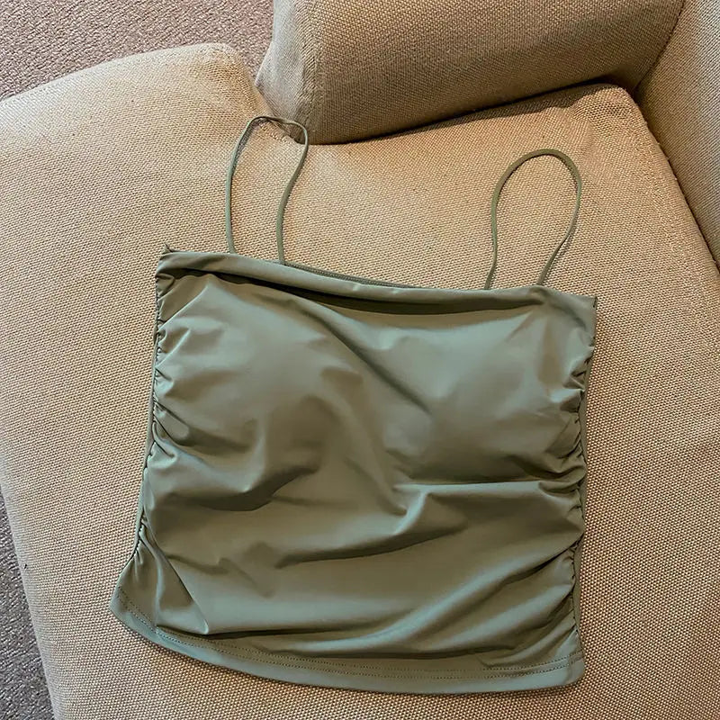 Ice Silk Padded Camisole - Stylish Backless Summer Top for Women