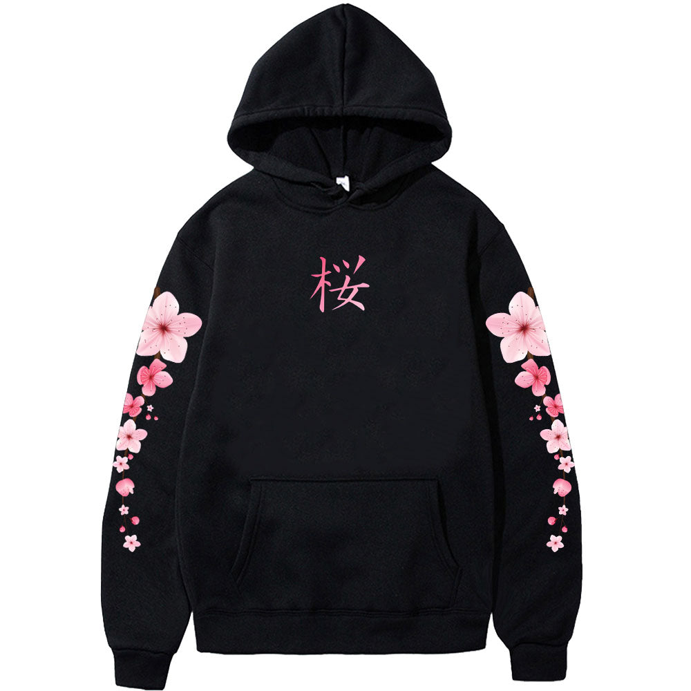 Sakura Graphic Hoodie - Unisex Winter Pullover with Pocket
