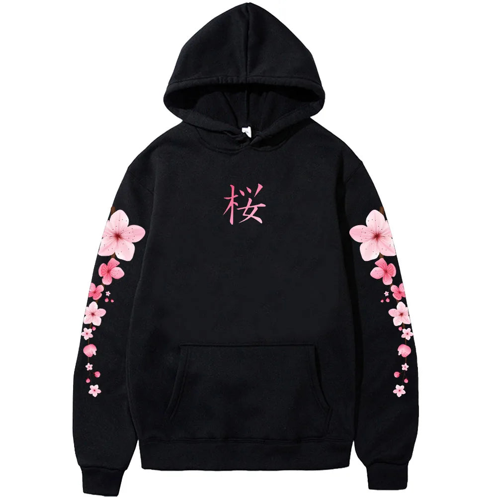 Sakura Graphic Hoodie - Unisex Winter Pullover with Pocket