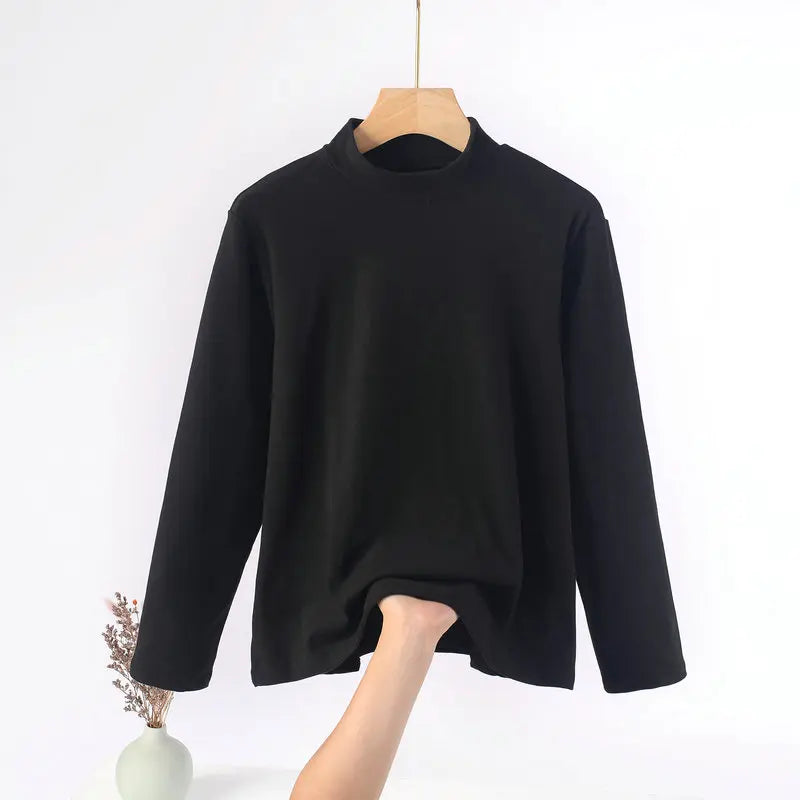 Plus Size Mock Neck T-Shirt - Long Sleeve, Warm Autumn/Winter Base Layer (XL-8XL)