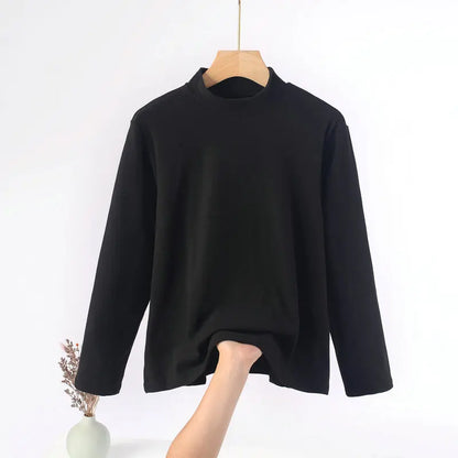 Plus Size Mock Neck T-Shirt - Long Sleeve, Warm Autumn/Winter Base Layer (XL-8XL)