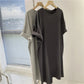 Letter Printed O-Neck Dress - Summer Casual Loose Short Sleeve Pullover Tunic for Women