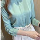 023 Chiffon Bow V-Neck Blouse - Long Sleeve Office Top