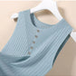 Elegant Knit V-Neck Tank Top - Sleeveless & Striped