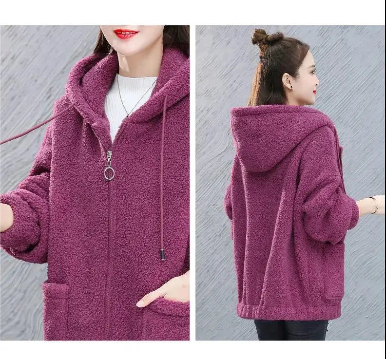 Thick Velvet Fleece Hoodie - Zipper Cardigan, Casual Winter Wear