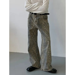 Leopard High-Waist Wide-Leg Jeans - Y2K Harajuku Streetwear Denim Pants for Women