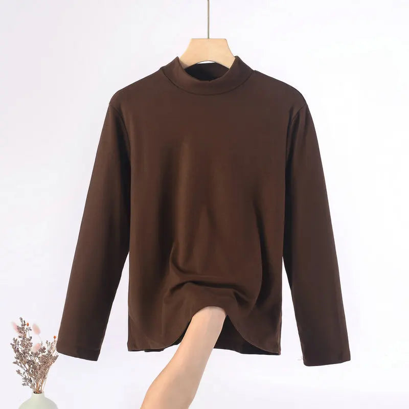 Plus Size Mock Neck T-Shirt - Long Sleeve, Warm Autumn/Winter Base Layer (XL-8XL)