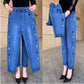 Winter Embroidered High-Waist Skinny Jeans - Stretch Elastic Denim Pants for Women (5XL)