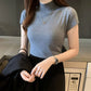 2024 Summer Turtleneck Knit Blouse - Short Sleeve