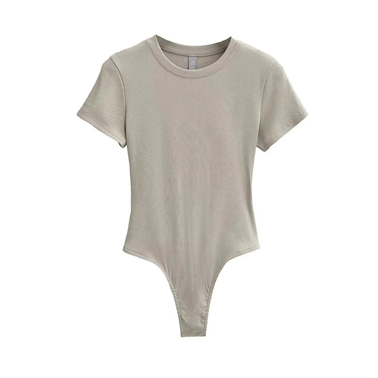 Stretchable Knit Bodysuit - Short Sleeve O-Neck Summer Basic (14 Colors)