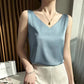 Satin Silk Lace Tank Top - V-Neck Sleeveless Camisole (S-3XL