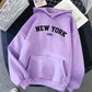 New York Letter Hoodie - Y2K Oversized Fleece Sweatshirt