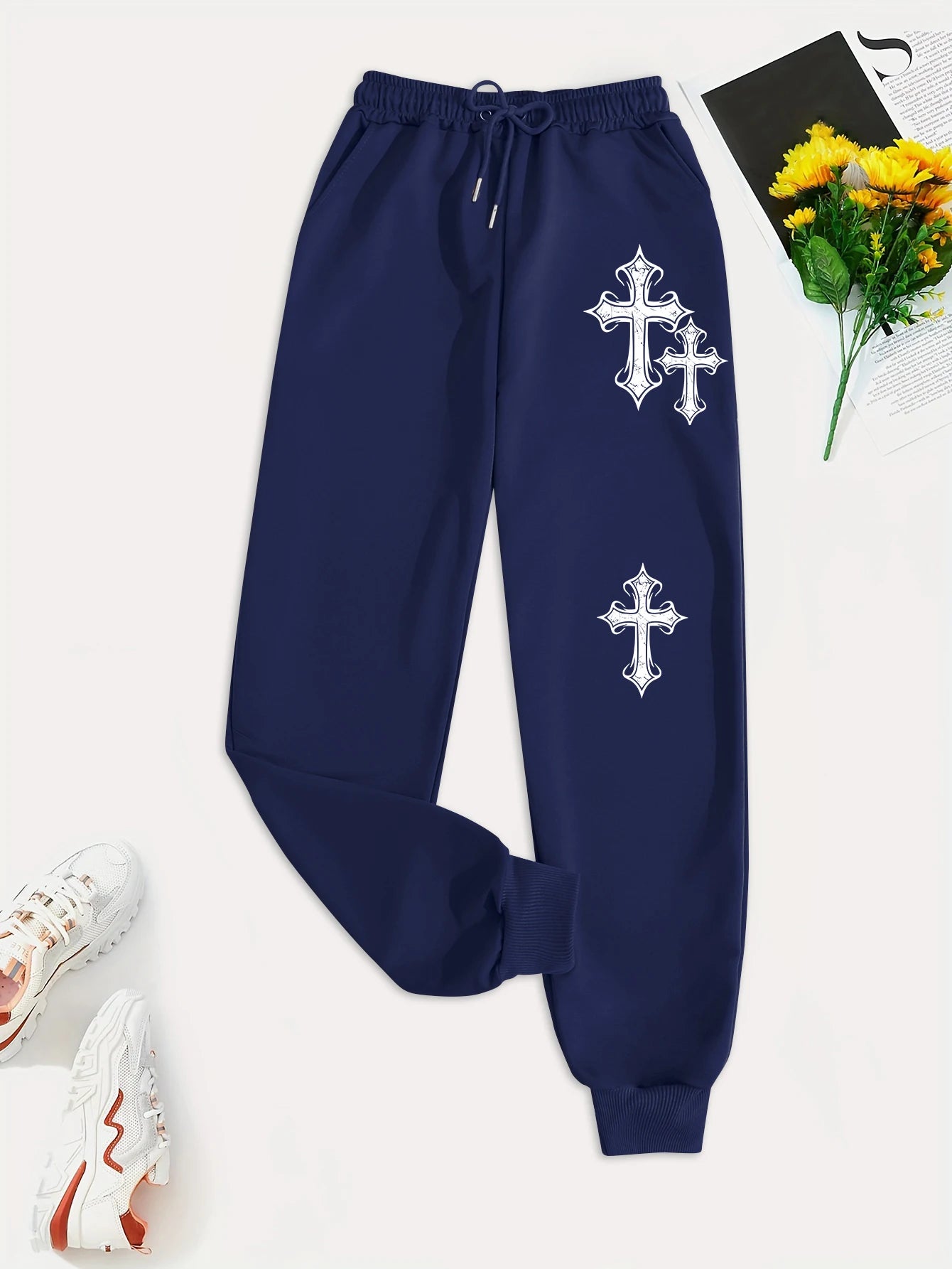 Crucifixion Print Drawstring Pants – Trendy & Versatile