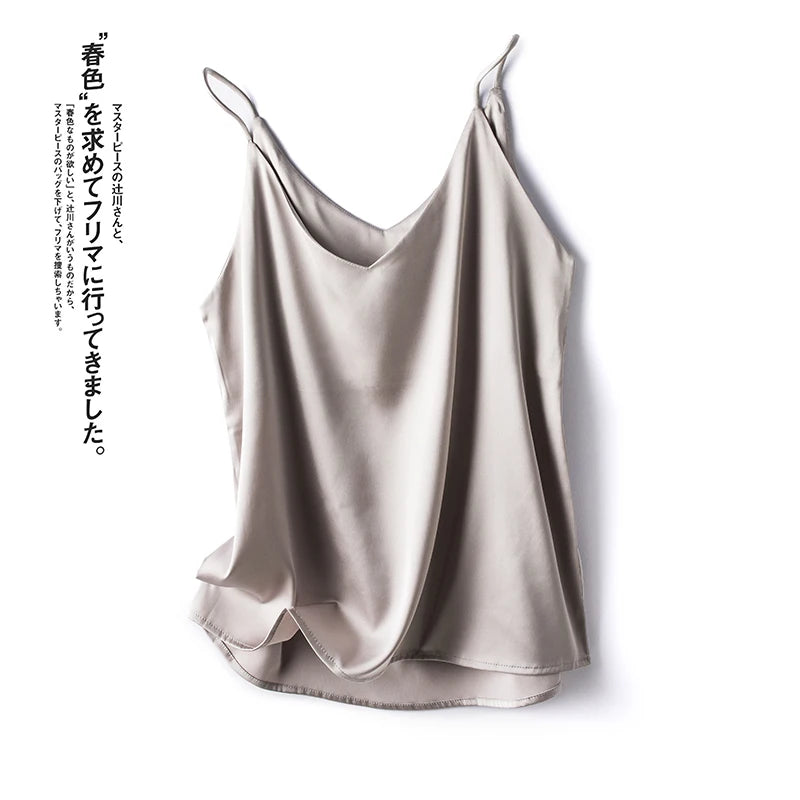 Real Silk V-Neck Sleeveless Top - Black/White, Spring 2023