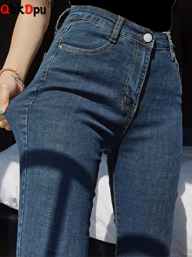 High-Waist Skinny Pencil Jeans - Stretch Denim Ankle-Length Pants