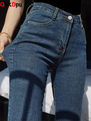 High-Waist Skinny Pencil Jeans - Stretch Denim Ankle-Length Pants