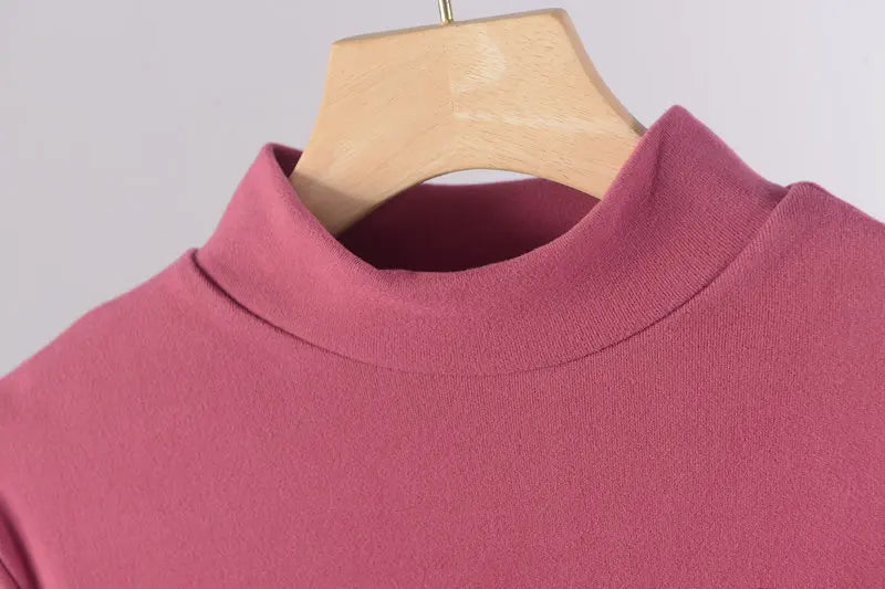 Plus Size Mock Neck T-Shirt - Long Sleeve, Warm Autumn/Winter Base Layer (XL-8XL)