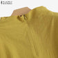 ZANZEA Cotton Turtleneck Blouse - Short Sleeve, Oversized Fit