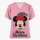 Mickey Mouse Nursing Scrub Top - V-Neck with Pockets, Christmas Edition