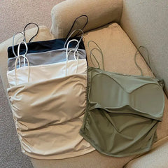 Ice Silk Padded Camisole - Stylish Backless Summer Top for Women