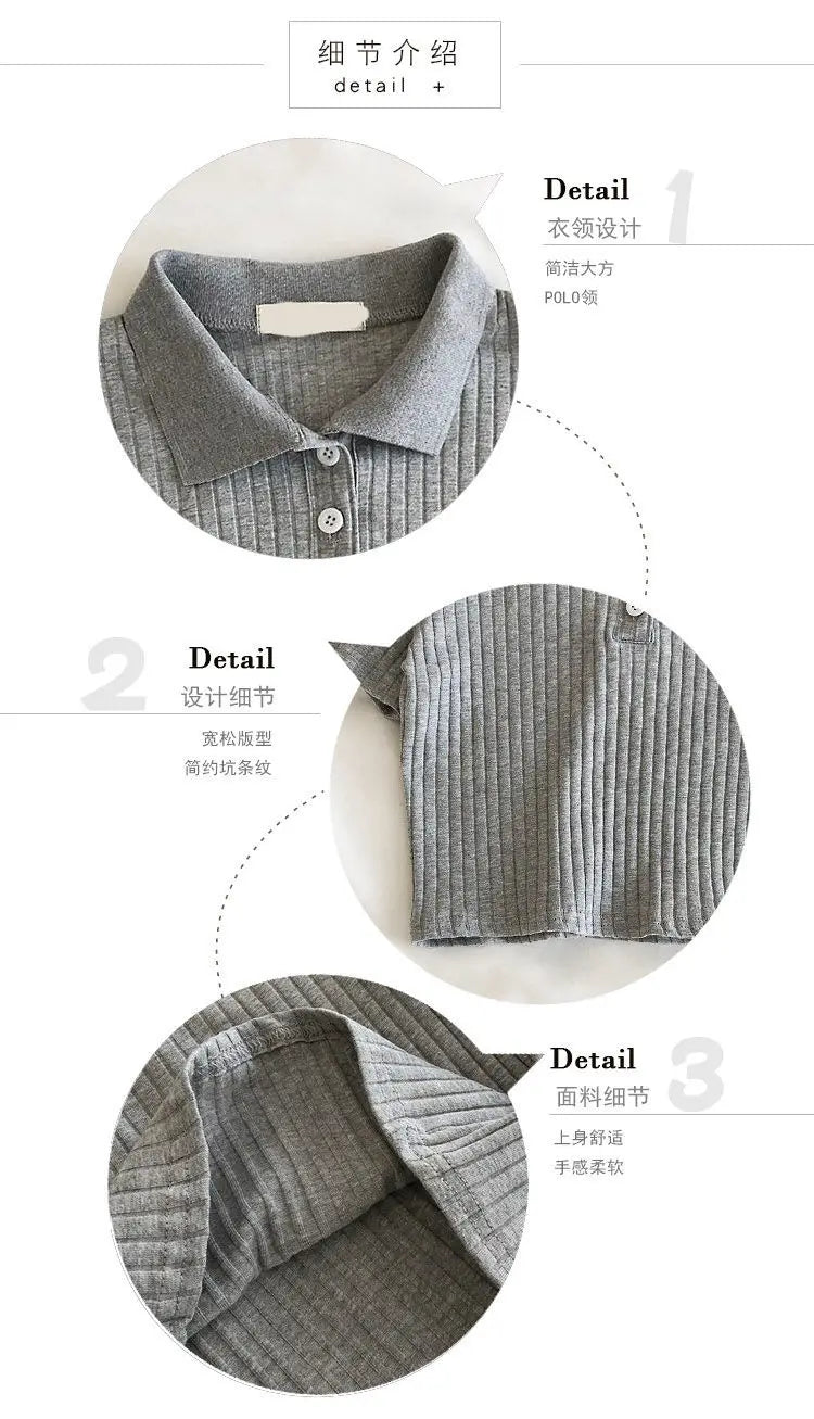 Youthful Knit Polo Crop Top - Short Sleeve