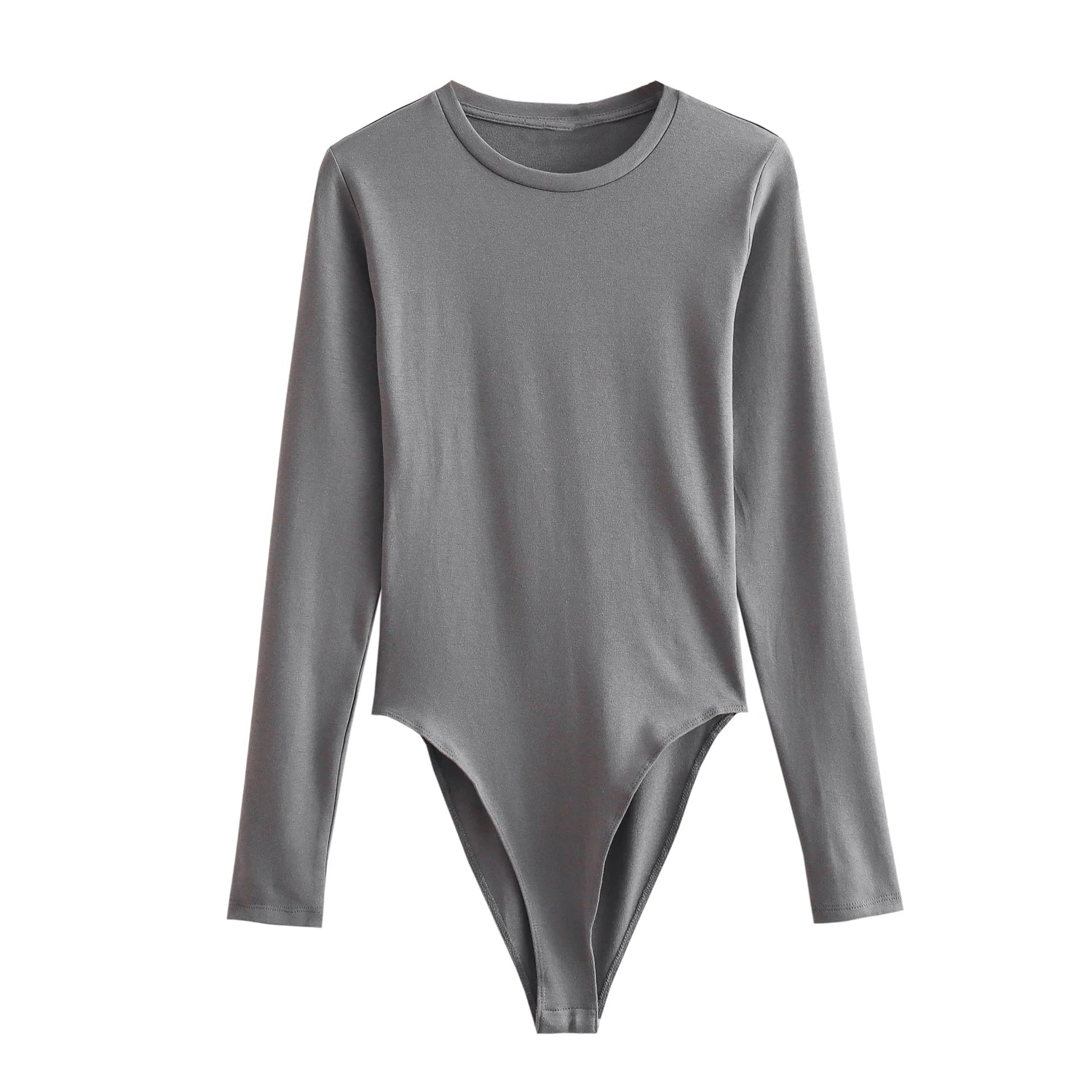 Long Sleeve Slim Jumpsuit - Casual Round Neck Bodysuit for Women
